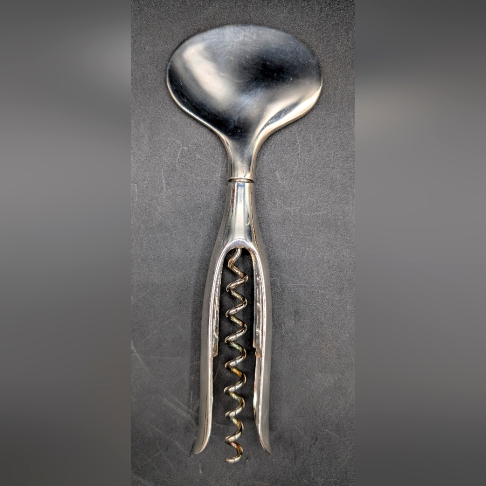 Vintage DANSK CORKSCREW 2-part Silver Plated Mid Century Modern circa 1950 as is